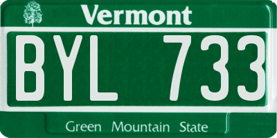VT license plate BYL733