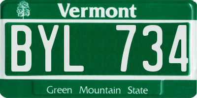 VT license plate BYL734