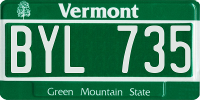 VT license plate BYL735