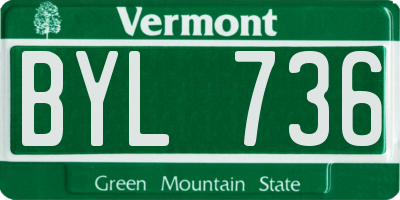 VT license plate BYL736