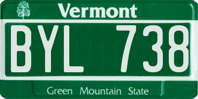 VT license plate BYL738