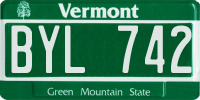 VT license plate BYL742