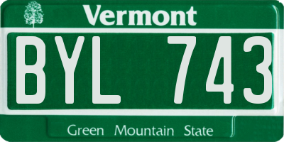 VT license plate BYL743