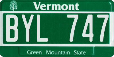 VT license plate BYL747