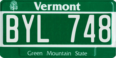 VT license plate BYL748