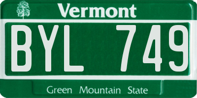 VT license plate BYL749
