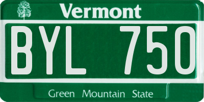 VT license plate BYL750