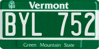 VT license plate BYL752
