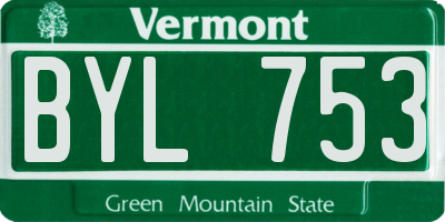 VT license plate BYL753