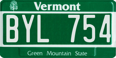 VT license plate BYL754