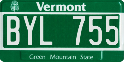 VT license plate BYL755