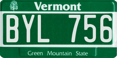 VT license plate BYL756