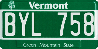 VT license plate BYL758