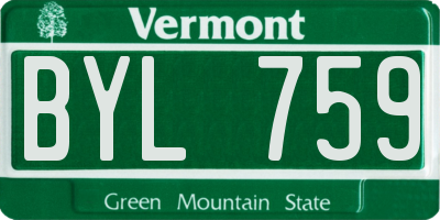VT license plate BYL759