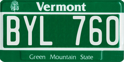 VT license plate BYL760
