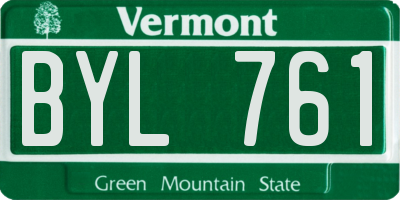 VT license plate BYL761