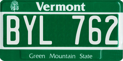VT license plate BYL762
