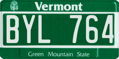 VT license plate BYL764