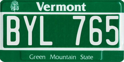 VT license plate BYL765