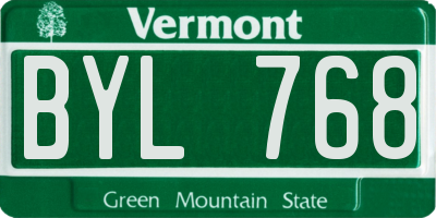 VT license plate BYL768