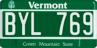 VT license plate BYL769