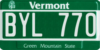 VT license plate BYL770