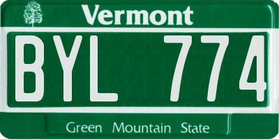 VT license plate BYL774