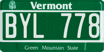 VT license plate BYL778