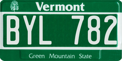 VT license plate BYL782