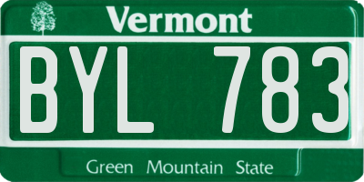 VT license plate BYL783