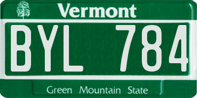 VT license plate BYL784