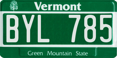 VT license plate BYL785