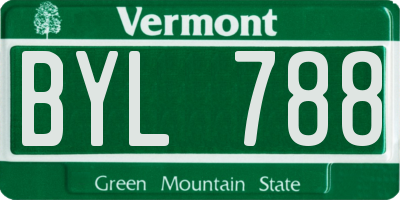VT license plate BYL788