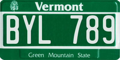 VT license plate BYL789