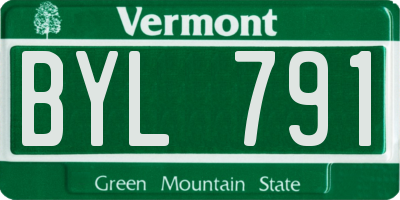 VT license plate BYL791