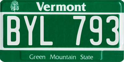 VT license plate BYL793