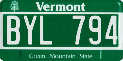 VT license plate BYL794