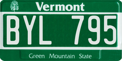 VT license plate BYL795