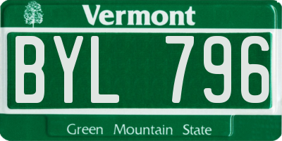 VT license plate BYL796