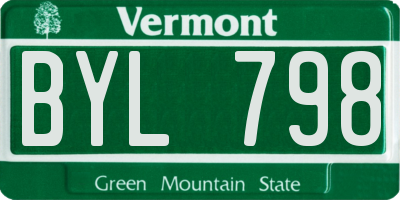 VT license plate BYL798