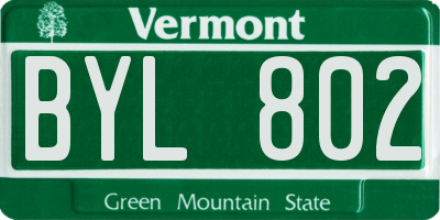 VT license plate BYL802