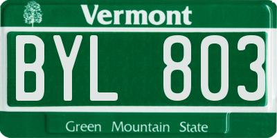 VT license plate BYL803
