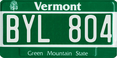 VT license plate BYL804