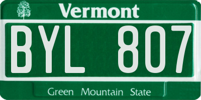VT license plate BYL807