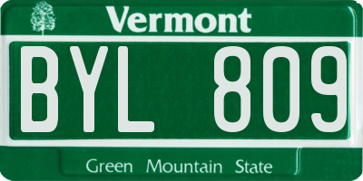 VT license plate BYL809