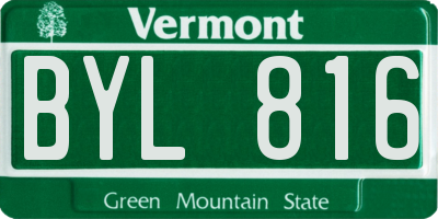 VT license plate BYL816