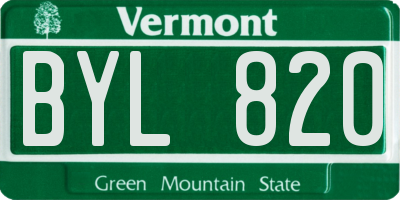 VT license plate BYL820