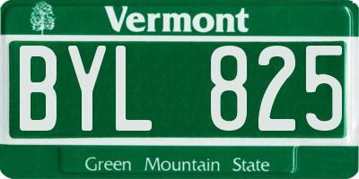 VT license plate BYL825