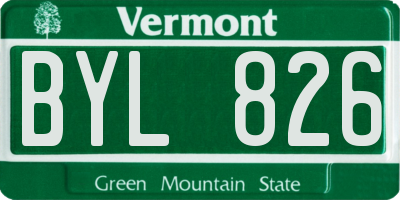 VT license plate BYL826