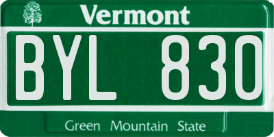 VT license plate BYL830